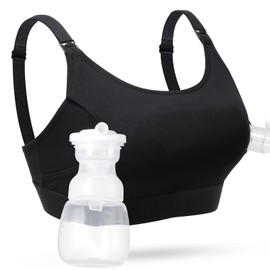 momcozy Pregnancy Nursing Bra, Breast Pump Bra with Additional Bra Extensions, Maternity Wear Without Underwire for Women, Adjustable Nursing Bra and Hands-Free Pumping, black