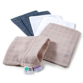 MAKIAN 6 Stück Baby Waschhandschuh klein, 15x20 cm - Waschlappen Set, Mullwaschhandschuh aus 100% Baumwolle, ÖkoTex Standard 100 geprüft - Graphit/Greige/Weiß