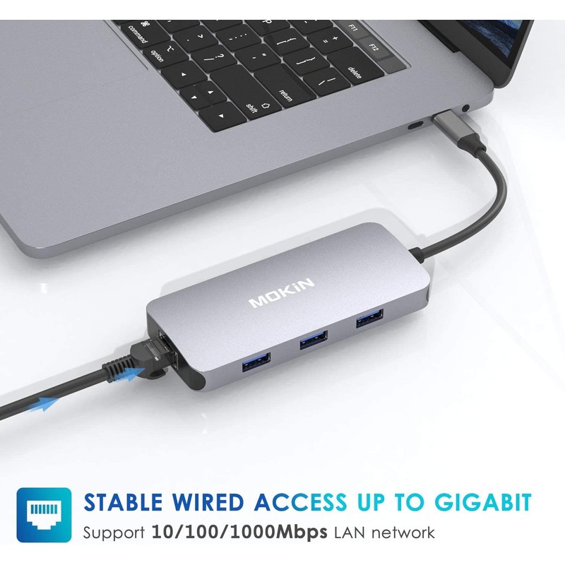 MOKiN USB C Hub Multiport Adapter for MacBook/Dell/HP, 9 IN