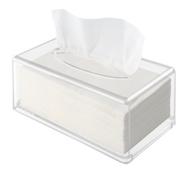 Tissue Box Cover Square, Acrylic Tissue Box Holder, Clear Designed for DIY Decoration with Stickers- 5.5x5.5x5.5 Organizer for Bathroom, Vanity Countertop, Office, Desk Table, Car