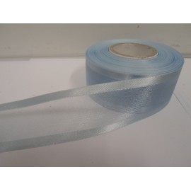 2 metres x 40mm Edged Organza Ribbon Baby Blue Light Blue Double Sided Satin Edge Sheer 40 mm 4cm