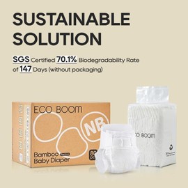 Newborn Diapers, Natural Soft Disposable Nappies for Infant, Hypoallergenic, Size 1 Suitable for up to 10 lbs (X-Small - 80 Count)