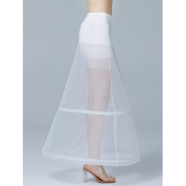 BEAUTELICATE Petticoat Underskirts, Crinoline Skirt, Women's Rockabilly A Line Long for Wedding Dress, Evening Dress, White, White-2 Tyres