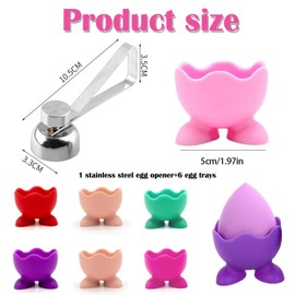 7 Pcs Set Egg Cups, 6pcs Egg Cup and 1pcs Egg Opener, Egg Cups Kids, Kids Egg Cups, Boiled Egg Holder, Novelty Egg Cups, Egg Cups Colorful for Kitchen Boiled Eggs Breakfast Stack and Egg Cups Holders