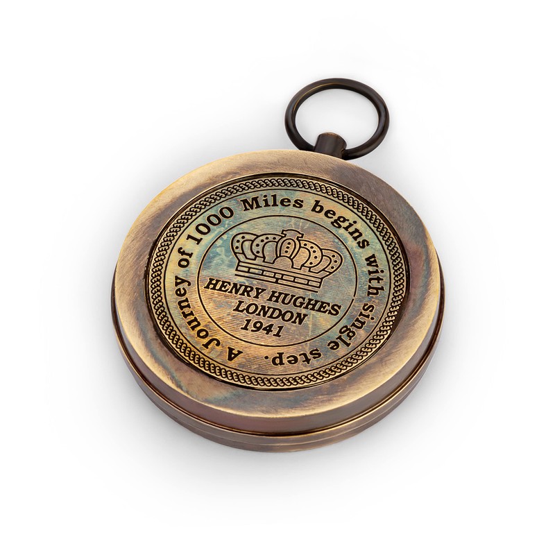 NKlaus 11656 Antique Brass Compass Pocket Compass Direction Indicator 5.7