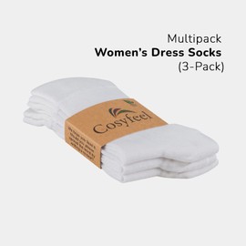 Cosyfeel® Women Crew Socks | Multipack Women’s Dress Socks (3-Pack) | Made of Super Soft Eco-Friendly Bamboo Material | Durable with Seamless Toe | Suitable for all 4 Seasons