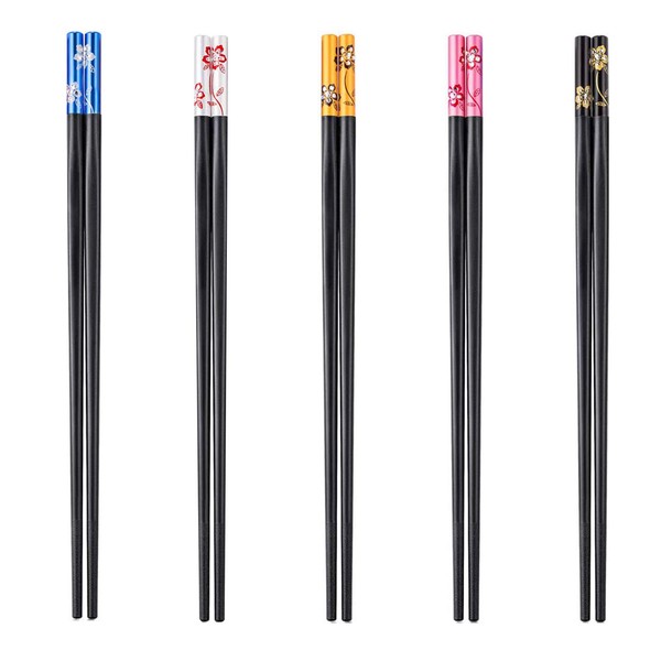 5 Pairs Chopsticks, 5 Colors Fiberglass Chopsticks Alloy Chinese Japanese