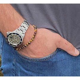 Natural Tiger's Eye Beaded Bracelet for Men, Men's Bracelets, Beaded Bracelets, Bracelets for Men, 5mm Crystal Beads Bracelet for Men, Meditation Bracelet, Yoga Bracelet