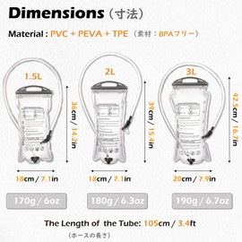 TRIWONDER Water Bladder 1.5L 2L 3L Hydration Bladder Water Reservoir Bag Leak Proof Hydration Pack for Running Cycling Hiking (White, 1.5L)