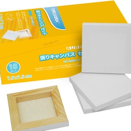 AUREUO Art Painting Creation Modern Oil Painting Art Decoration Mini Stretched Canvas Set No Easel 7.5cm x 7.5cm 18pcs Medium 100% Cotton Suitable for Watercolor, Acrylic Painting, Oil Painting