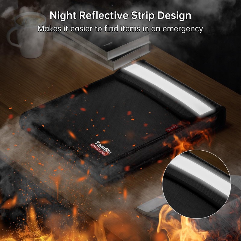 6400℉ Fireproof Document Bag with Zipper, 15”x 11” Waterproof Fireproof