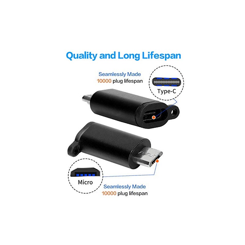 Micro USB Adapter to USB C Adapter, (4-Pack) USB C