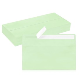50 Pack #10 Business Envelopes, Light Green Standard Envelopes Self Seal, Letter Size Mailing Envelopes for Checks Letters Invoices Statements Christmas Birthday Graduation Wedding, 4 1/8 x 9 1/2 Inch