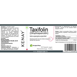 TAXIFOLIN (Dihydroquercetin) 100 mg per daily dose - vegetable capsule - vegan - no magnesium stearate - 60 capsules vegan Kenay Europe - Taxifolin 92% (Dihydroquercetin) - dietary supplement