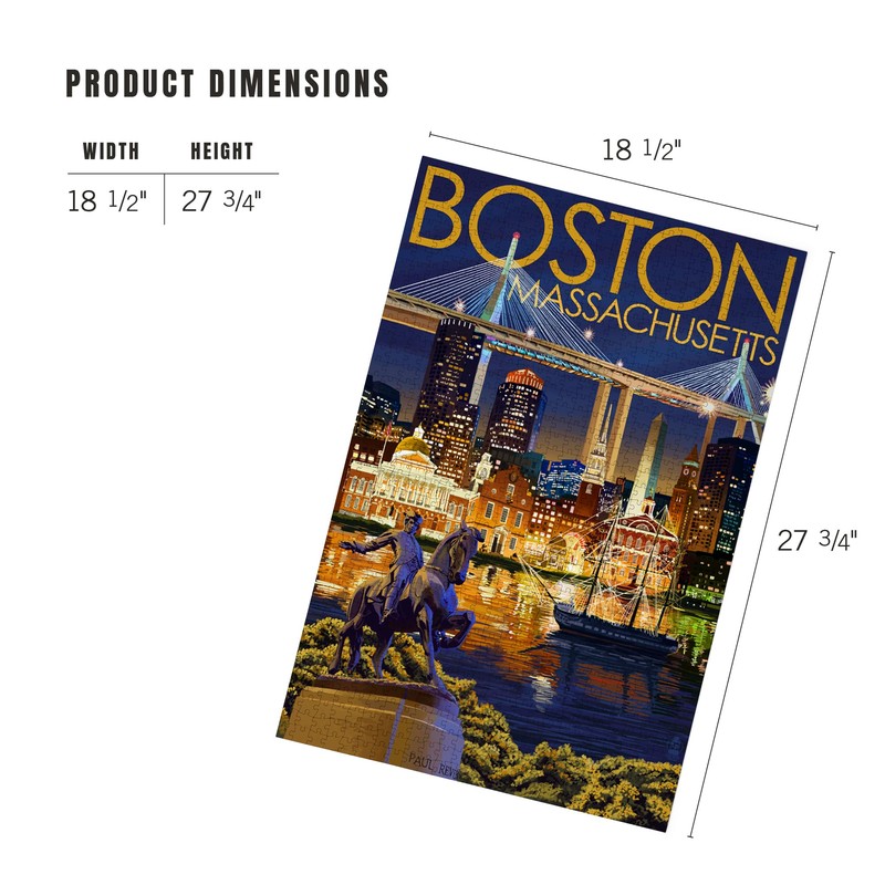 Lantern Press 1000 Piece Jigsaw Puzzle, Boston, Massachusetts, Skyline at