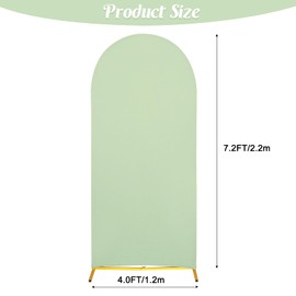 Wedding Arch Cover 7.2FT Sage Green Spandex Fitted Arch Cover Round Top Stand Covers Double-side Stretchy Chiara Cover Backdrop Cover for Wedding Banquet Birthday Party Ceremony Baby Shower Decoration