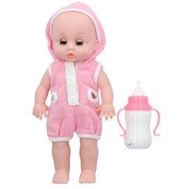 Doll Baby Feeding Bottle Set Educational Cute Doll Toy Gift for Children Girl with Sound EffectPink Girl