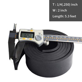 DOBTIM Neoprene Rubber Strips 1/4 (.250)" Thick X 2" Wide X 5' Long, Solid Rubber Rolls Use for Gaskets DIY Material, Supports, Leveling, Sealing, Bumpers, Protection, Abrasion, Flooring, Black