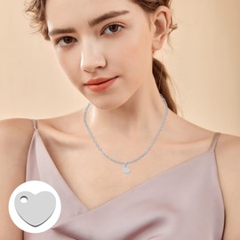 Ximalun 200 Pcs Stainless Steel Blank Heart Pendants Tiny Stamping Tag Flat Love Heart Small Dainty Pendants Metal Polished Love Heart Pendants for Bracelet Necklace Jewelry DIY Craft Making(Silver)