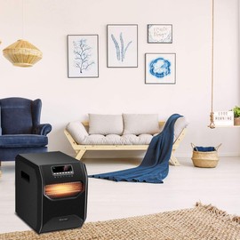 COSTWAY Electric Space Heater, 1500/1000 Watt Portable Infrared Quartz, Digital With Remote, Thermostat, 12H Timer, Quiet and Fast Heating for Home and Office