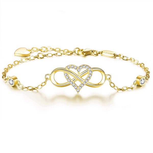 BlingGem Women’s Infinity Bracelet in White Gold-Plated 925 Sterling Silver