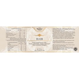 Sky Premium Life Hair Food Supplement – 120 Tablets with Biotin, Selenium, Copper and Zinc. Contains Collagen. (2 x 60 Tablets)