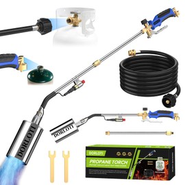 DORLOTI Propane Torch Weed Burner Kit,2,400,000 BTU High Output with Long/Short Mode,12.5FT Hose Heavy Duty Blow Torch Flamethrower with Self Igniter and Turbo Trigger for Weeding,Roofing,Melting Ice,BBQ
