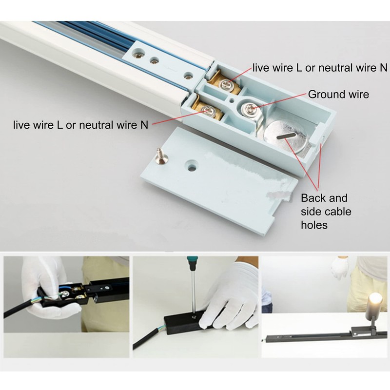H Track Lighting Rails Kit 120V 3.3FT 3-Wire H Type