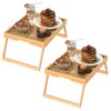 2 Pack Bed Tray Table with Foldable Legs, Bamboo Breakfast