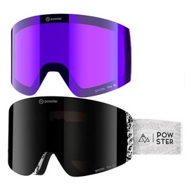 Powster Ski Goggles Snow OTG Snowboard Goggles Magnetic Interchangeable Lens Frameless UV Protection Anti-fog mobile Skating PSLeonZebraProE