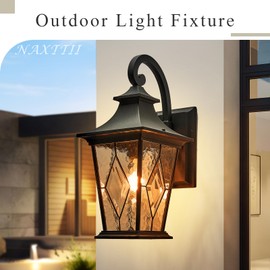 NAXTTII Porch Light Outdoor Modern Outside Sconce Lights in Black Finish 18 Inch Large Garage Outdoor Wall Lamp for House Garage and Entryway