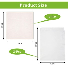 5 Pieces 50 x 50 cm Cheese Cloth 2 Pieces 60 x 45 cm Fine Mesh Straining Cloth Unbleached Pure Cotton Cheesecloth with Stitched Edges for Food Filtration, Cheese Making, Baking