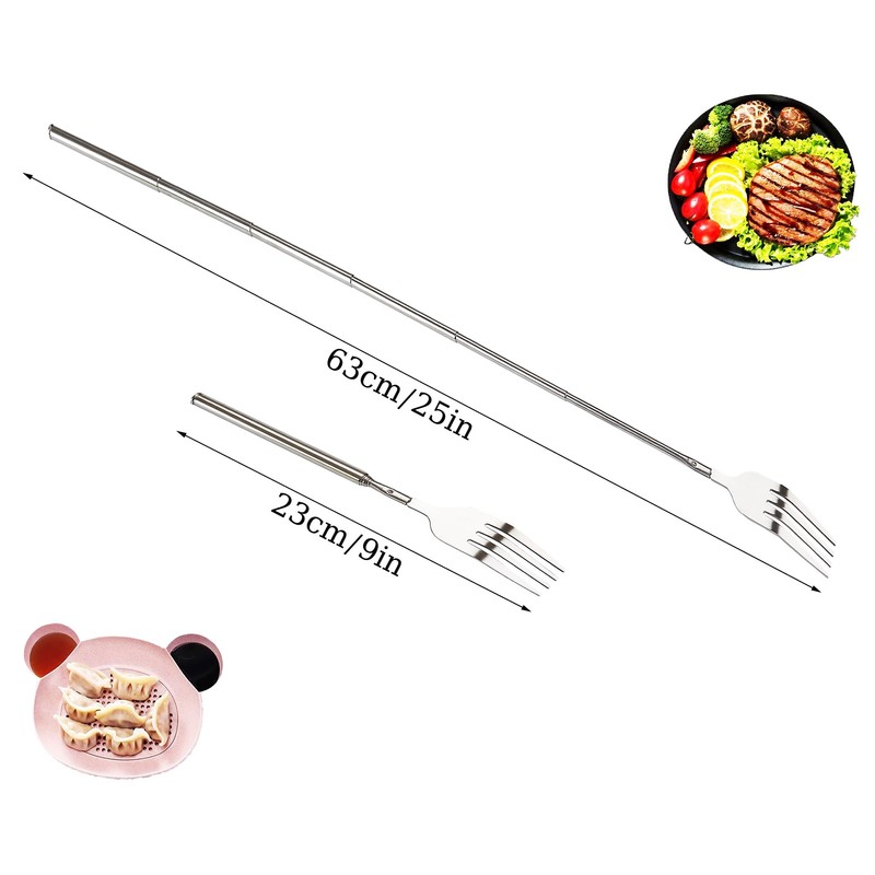 Telescopic Extendable Extending Fork 63cm Long Stainless Stee