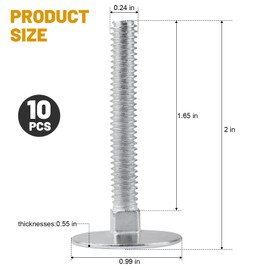 014973239640 Elevator Bolts, 1/4-20 x 2 Flat Elevator Bolts Zinc Plated Fastener for Roll Up Doorsfor Roll Up Doors, Swim Deck, Garage Wall Mount Unit and Other Fastener Applications - 10 Pcs
