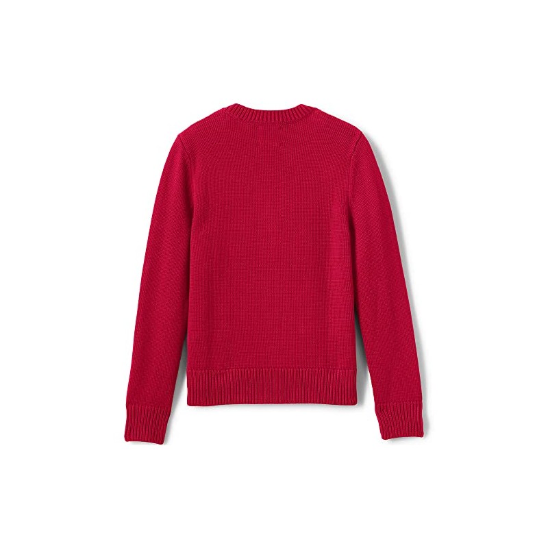 Lands' End Uniform Cotton Modal Button Front Cardigan Red Kids