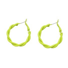 Colorful Hoop Earrings Twist Round Fluorescence Hoop Earings Retro Neon Color Circle Earrings Lightweight Loops for Women Party Jewelry-green