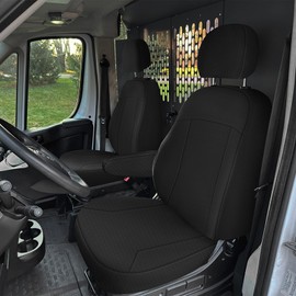 Kistrba Front Bucket Seat Covers Compatible with 2013-2020 Dodge Ram Promaster Van, Armrest on Drivers Only, Breathable Automotive Cover Cushion Accessories, Black