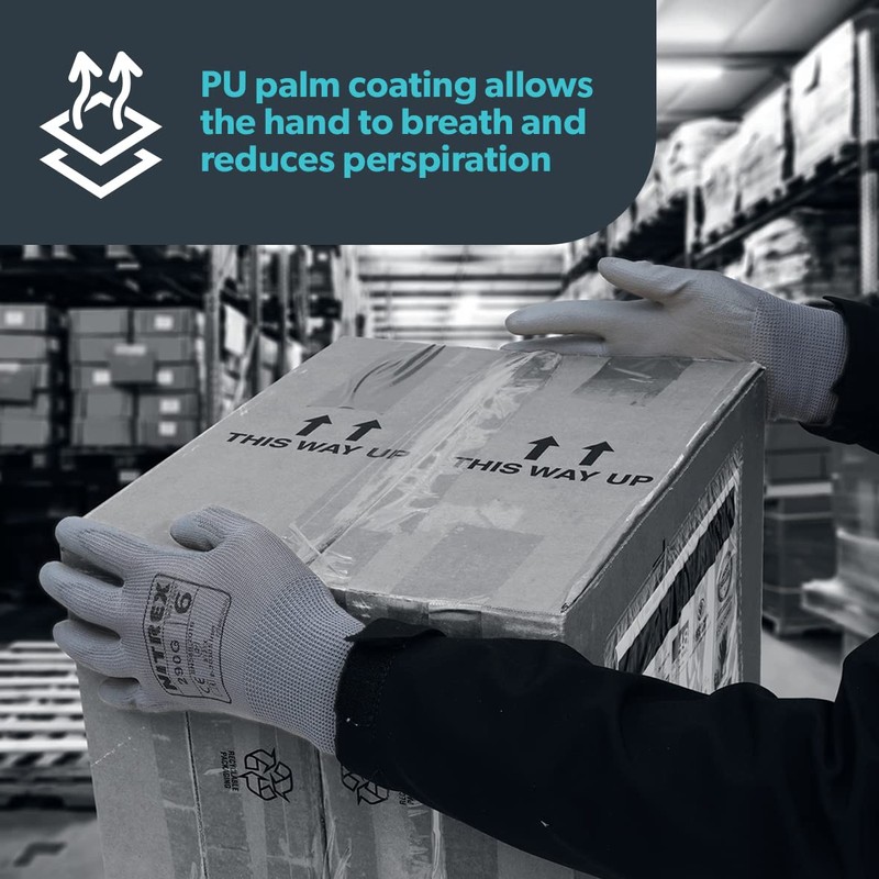 NITREX 290G 10 Pairs Black PU Palm Coated Work Safety