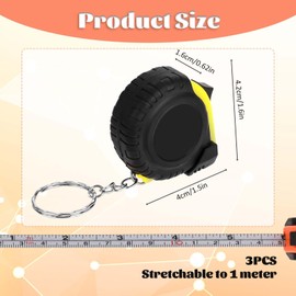 3 Pcs Mini Tape Measure 3Ft Small Measuring Tape Retractable Pocket Measurement Tapes Metric/Inch Keychain Tapes Measure Easy Read