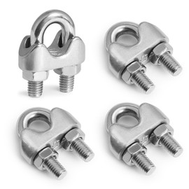Jamiikury 4pcs M5 Wire Rope Clamp, 3/16 inch Cable Clamps Stainless Steel Wire Rope Clips