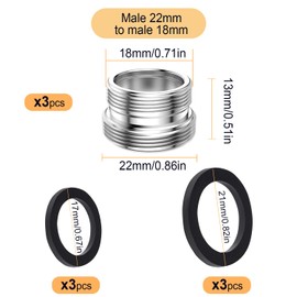 3 pcs Faucet Adapter Kit, CNYMANY Male 0.86in to Male 0.71in Kitchen Aerator Adapter Set Sink Faucet Adapter Connecting Garden Hose Water Filter Standard Hose via Diverter