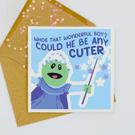 Who's That Wonderful Boy? Could He Be Any Cuter Square Card - Funny Nanalan Meme Princess Mona Valentines Day Kids TV Show (Blank Message)