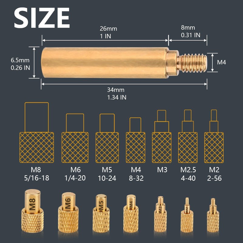 Heat-Set Insert Tips - Threaded Inserts M2 / M2.5 /