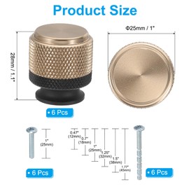 PATIKIL 1 Inch Dia. Cabinet Knobs, 6pcs Knurled Drawer Round Pulls Handle Solid Hardware for Dresser Wardrobe Kitchen Cupboard, Black/Bronze