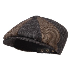 Jeanne Simmons Men's Two Tone Wool 8 Panel Newsboy Hat - Grey Brown OSFM