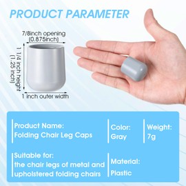 36 Pieces Grey 7/8 Inch Folding Chair Leg Caps Chair Foot Covers Heavy Duty Plastic Chairs End Caps Metal Chairs Leg Floor Protectors Non-Marring Furniture Leg Protectors Round Floor Protectors
