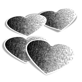 Vinyl Heart Stickers (Set of 4) - Manga Anime Speed Graphic Fun Decals for Laptops,Tablets,Luggage,Scrap Booking,Fridges #2808