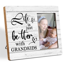 Hatzelou Grandkids Wooden Photo Frame, Great Grandkids Gifts for Grandparents, Life is Just Better with Grandkids Photo Frame, Perfect for Home Bedroom Decoration(4x6 Inch Photo)