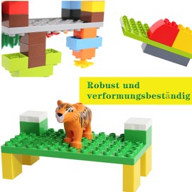 Large Building Plates, Pack of 8 Large Base Plates, Compatible with Large Building Blocks of All Leading Brands, 19.1 x 9.5 cm (4 Colours)