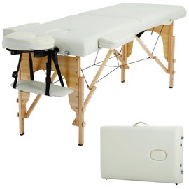 RROCOSIA Massage Table Portable lash Bed Folding spa Bed for Physical Therapy-Esthetician Tattoo Bed，Cream